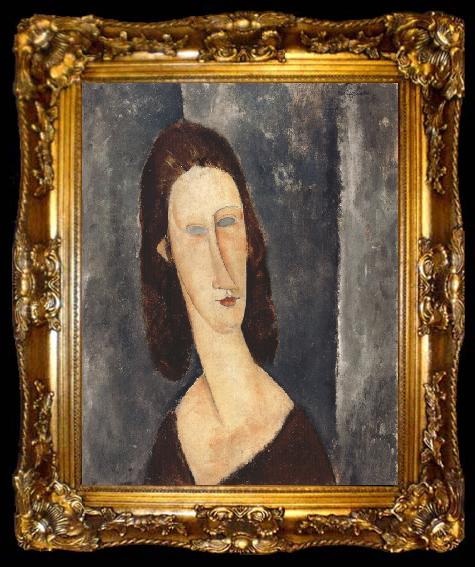 framed  Amedeo Modigliani Blue Eyes or Portrait of Madame Jeanne Hebuterne (mk39), ta009-2