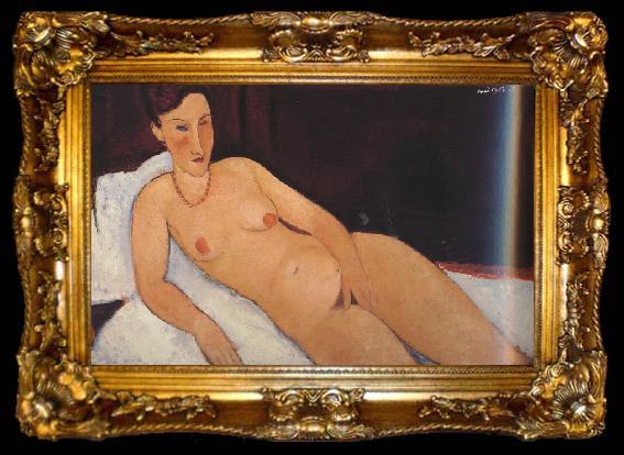 framed  Amedeo Modigliani Nude with Coral Necklace (mk39), ta009-2