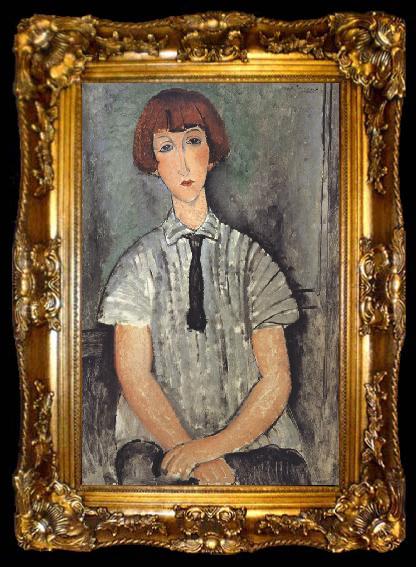 framed  Amedeo Modigliani Young Woman in a Striped Blouse (mk39), ta009-2