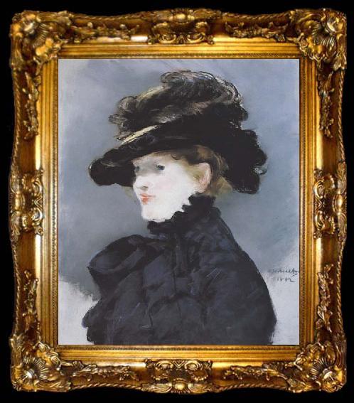 framed  Edouard Manet Mery Lauent au chapeau noir Pastel (mk40), ta009-2