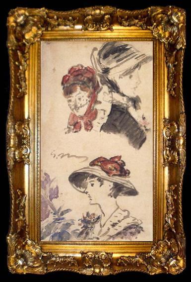 framed  Edouard Manet Trois Tetes de femmes (mk40), ta009-2