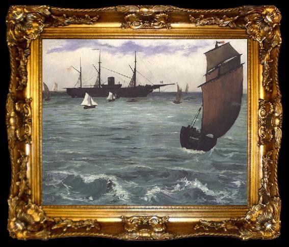framed  Edouard Manet Le Kearsarge a Boulogne (mk40), ta009-2