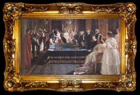framed  Edward Matthew Ward The Investiture of Napoleon III with the Order of the Garter 18 April 1855 (mk25), ta009-2