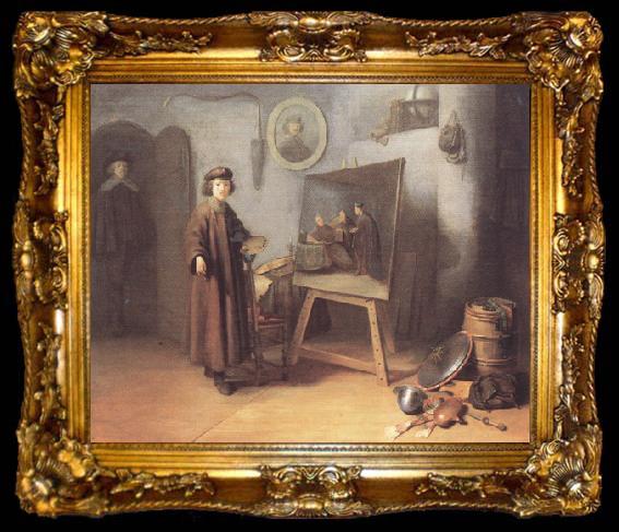 framed  Gerrit Dou Painter in his studio (mk33), ta009-2