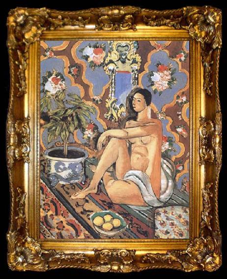 framed  Henri Matisse Decorative Figure on an Ornamental Background (mk35), ta009-2