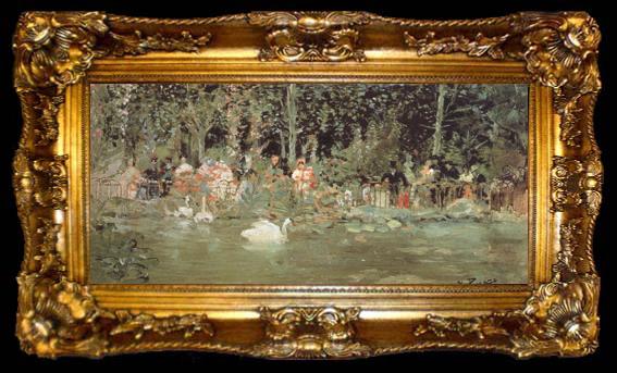 framed  Ignacio Pinazo At the Edge of the Water Basin (nn02), ta009-2