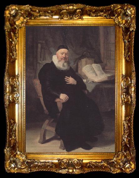 framed  REMBRANDT Harmenszoon van Rijn Portrait of the Preacher Fobannes (mk33), ta009-2