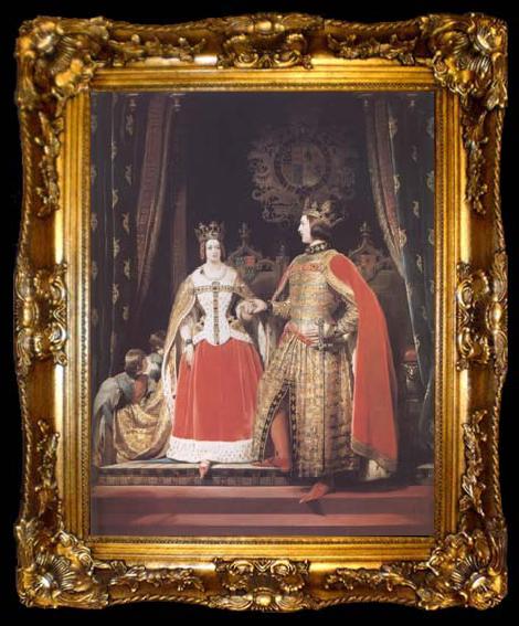 framed  Sir Edwin Landseer Queen Victoria and Prince Albert at the Bal Costume of 12 May 1842 (mk25), ta009-2