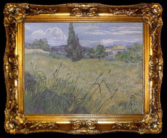 framed  Vincent Van Gogh Green Wheat Field with Cypress (nn04), ta009-2