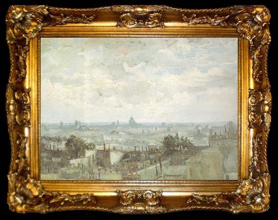 framed  Vincent Van Gogh View of the Roofs of Paris (nn04), ta009-2