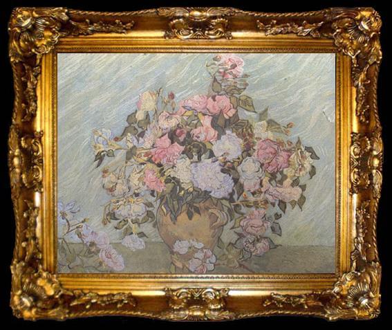 framed  Vincent Van Gogh Still life:Vase with Roses (nn040, ta009-2