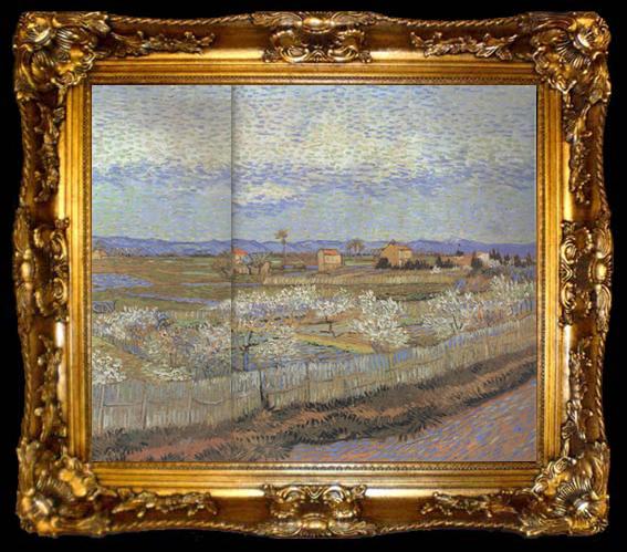 framed  Vincent Van Gogh La Crau with Peach Trees in Blossom (nn04), ta009-2