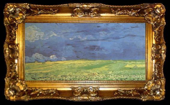 framed  Vincent Van Gogh Wheat Field under Clouded Sky (nn04), ta009-2