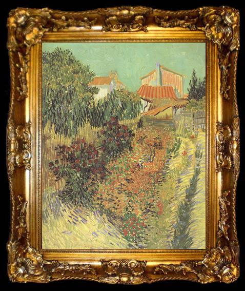 framed  Vincent Van Gogh Garden Behind a House (nn04), ta009-2