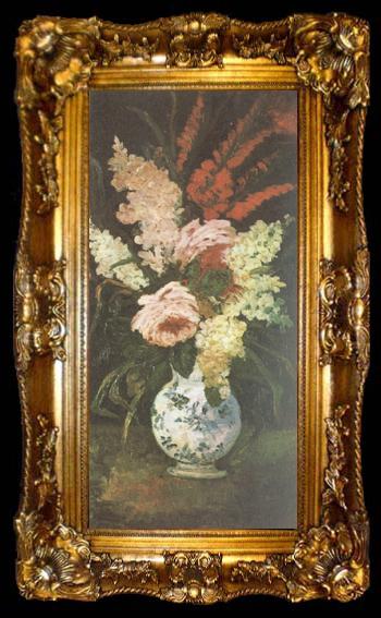 framed  Vincent Van Gogh Vase with Gladioli and Lilac (nn04), ta009-2