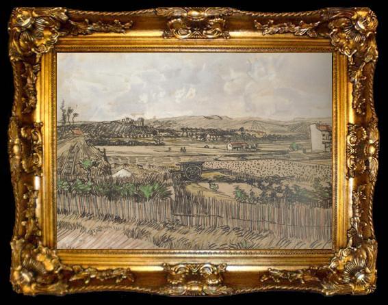 framed  Vincent Van Gogh Harvest in Provence,at the Left Montmajour (nn04), ta009-2