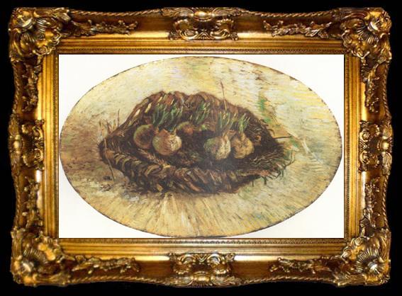 framed  Vincent Van Gogh Basket of Sprouting Bulbs (nn04), ta009-2