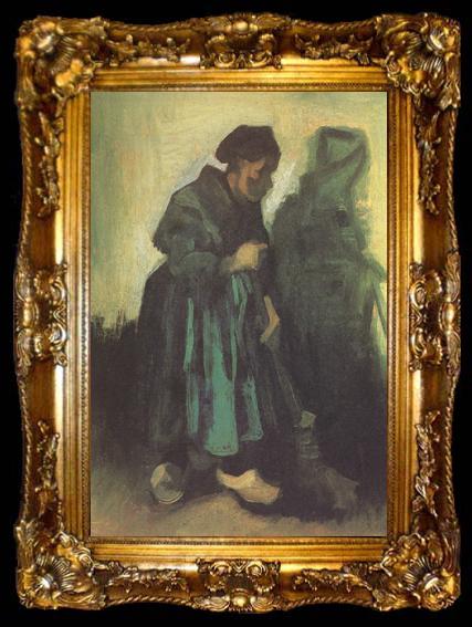 framed  Vincent Van Gogh Peasant Woman Sweeping the Floor (nn04), ta009-2