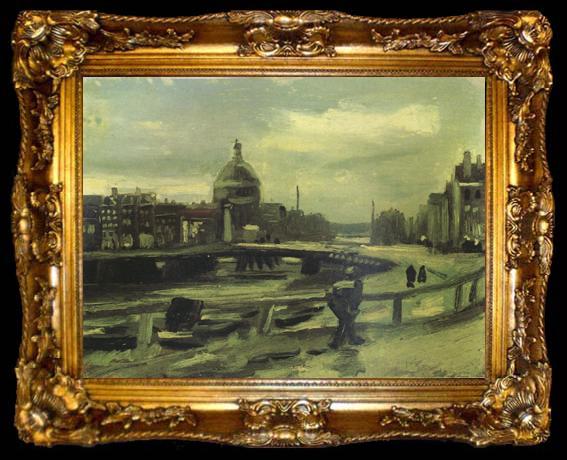 framed  Vincent Van Gogh View of Amsterdam from Central Station (nn04), ta009-2