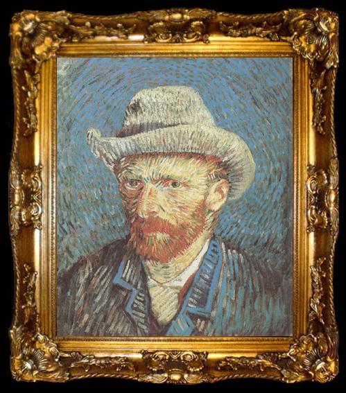 framed  Vincent Van Gogh Self-Portrait wtih straw hat (nn04), ta009-2