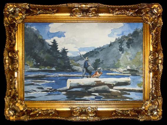framed  Winslow Homer Hudson River - Logging (mk44), ta009-2