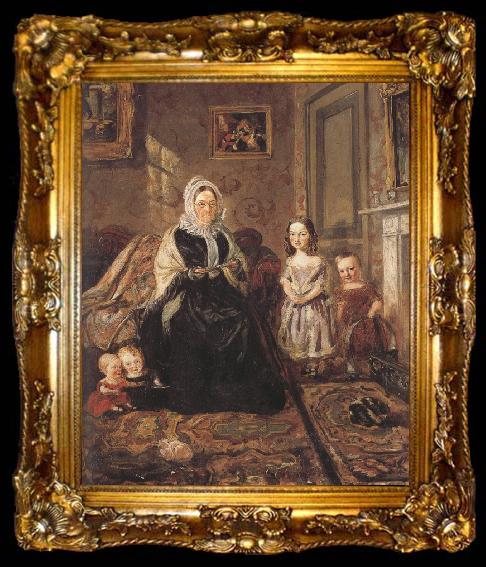 framed  william holman hunt,o.m.,r.w.s Group Portrait of Mrs Davies,of Wormbridge Court,Hereford with Four of her Clark (mk37), ta009-2