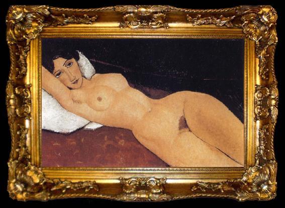 framed  Amedeo Modigliani Reclining Nude on White Pillow, ta009-2