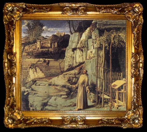 framed  BELLINI, Giovanni St Francis in the Wilderness, ta009-2