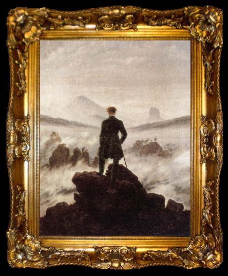 framed  Caspar David Friedrich Wanderer Watching a sea of fog, ta009-2