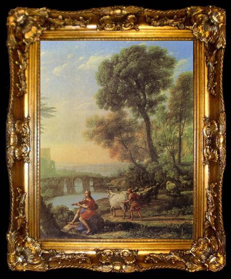 framed  Claude Lorrain Landscape with Apollo and Mercury, ta009-2