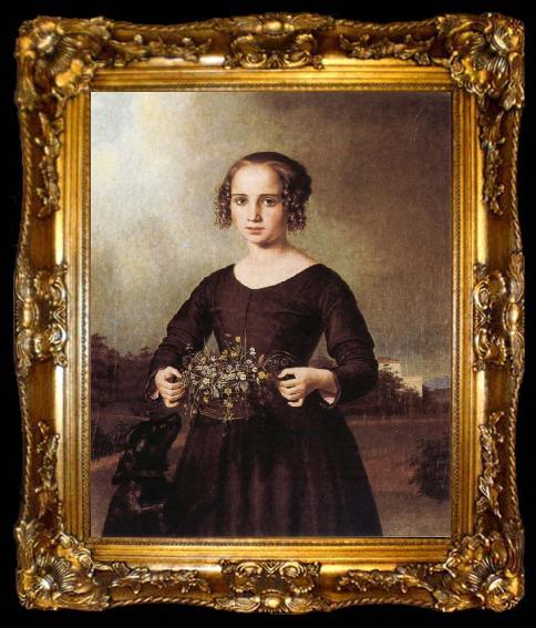 framed  Ferdinand von Rayski Portrait of a Young Girl, ta009-2