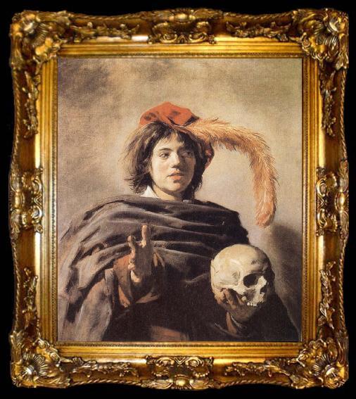 framed  Frans Hals Young man with a skull, ta009-2