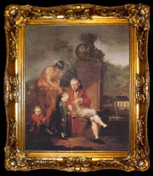 framed  Januarius Zick Gottfried Peter de Requile with his two sons and Mercury, ta009-2