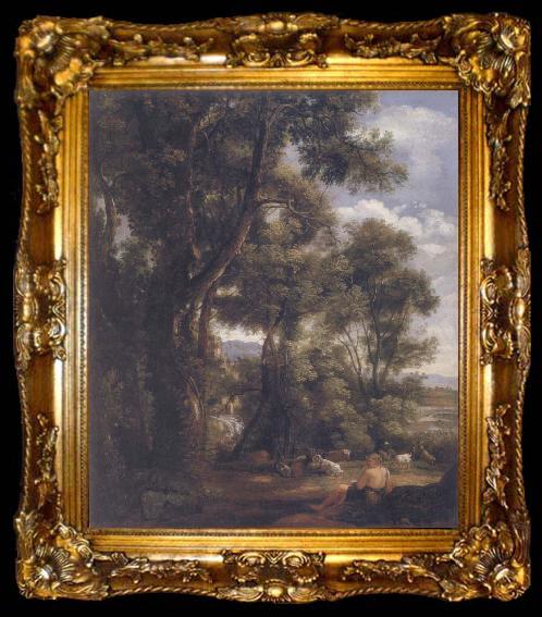 framed  John Constable Landscape with goatherd and goats after Claude 1823, ta009-2