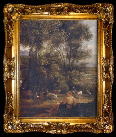 framed  John Constable Landscape with goatherd and goats, ta009-2