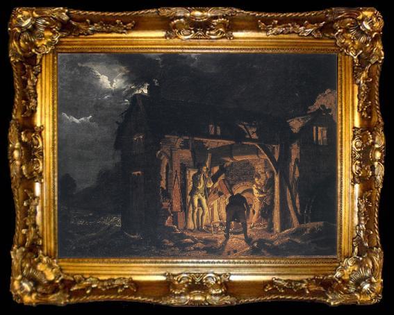 framed  Joseph wright of derby An Iron Forge Viewed from Without, ta009-2