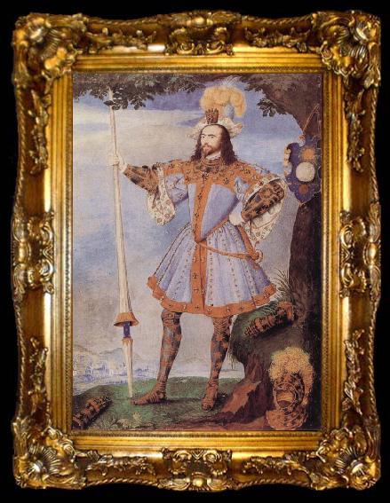 framed  Nicholas Hilliard Portrait of George Clifford Earl of Cumberland, ta009-2