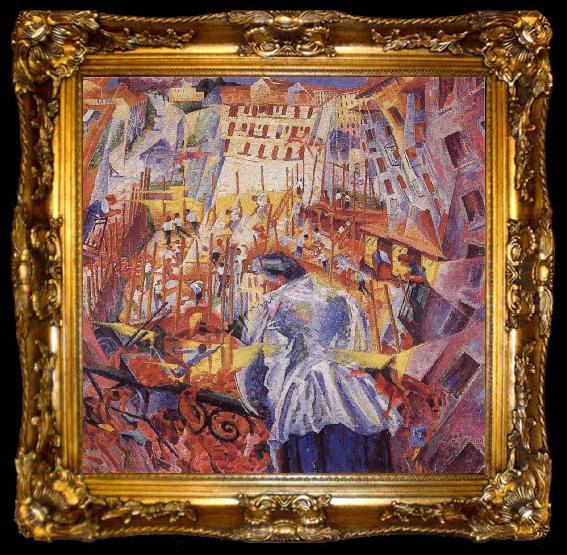 framed  Umberto Boccioni The Noise of the Street Enters the House, ta009-2