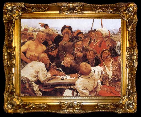 framed  llya Yefimovich Repin Zaporozhian Cossacks, ta009-2