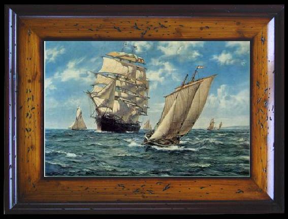 framed  unknow artist Seascape, boats, ships and warships. 71, Ta080