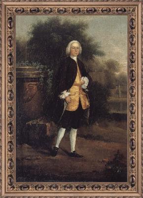 framed  Arthur Devis Unknown man in a landscape garden, Ta175